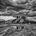 Sunset Light on Cathedral Rock, B and W